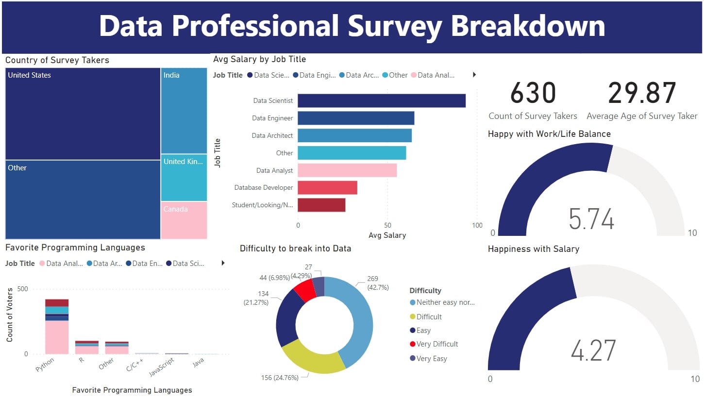 Data professional survey dashboard