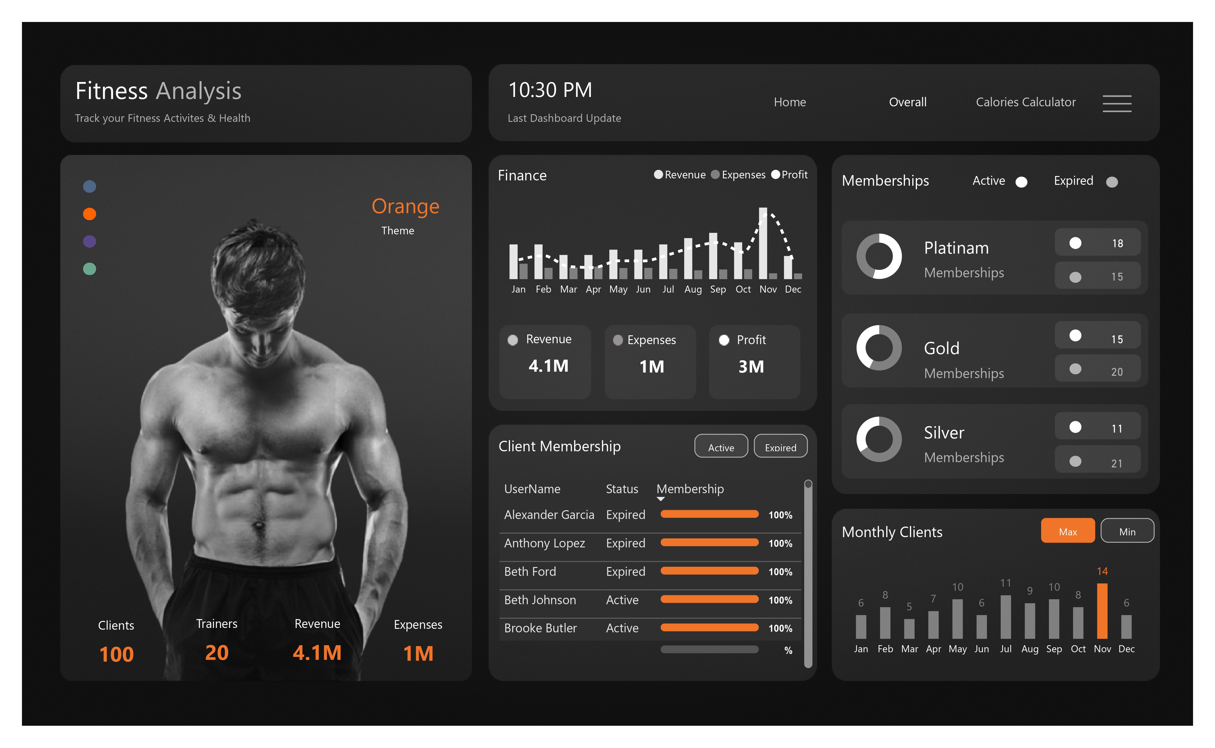 Fitness Analytics Power BI dashboard: report page